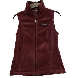Columbia Vest Womens XS Plum Full Zip Fleece Casual Layering Hiking Outdoors